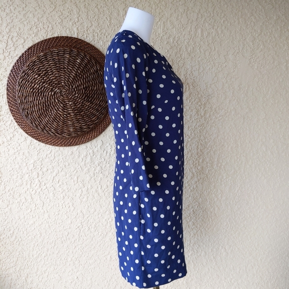 Boden Theodora Ponte Polka Dot Dress, French Navy" - Picture 5 of 7
